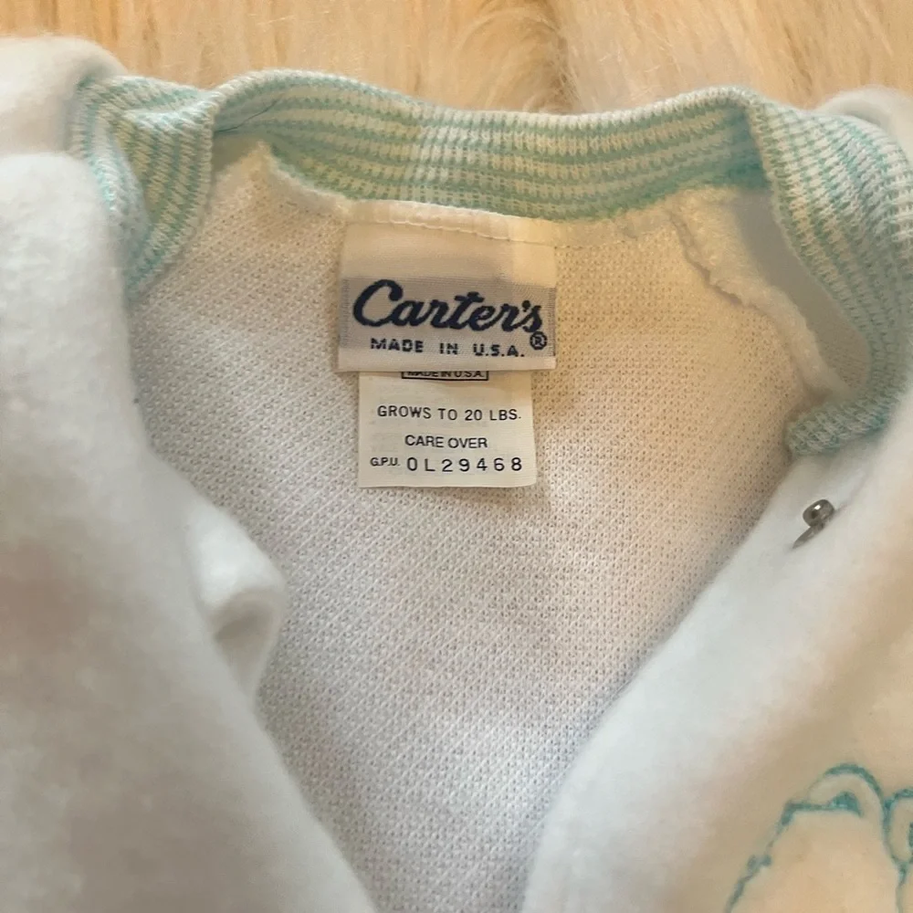 Vintage Carters White Teddy Bear Sleepsack One Size